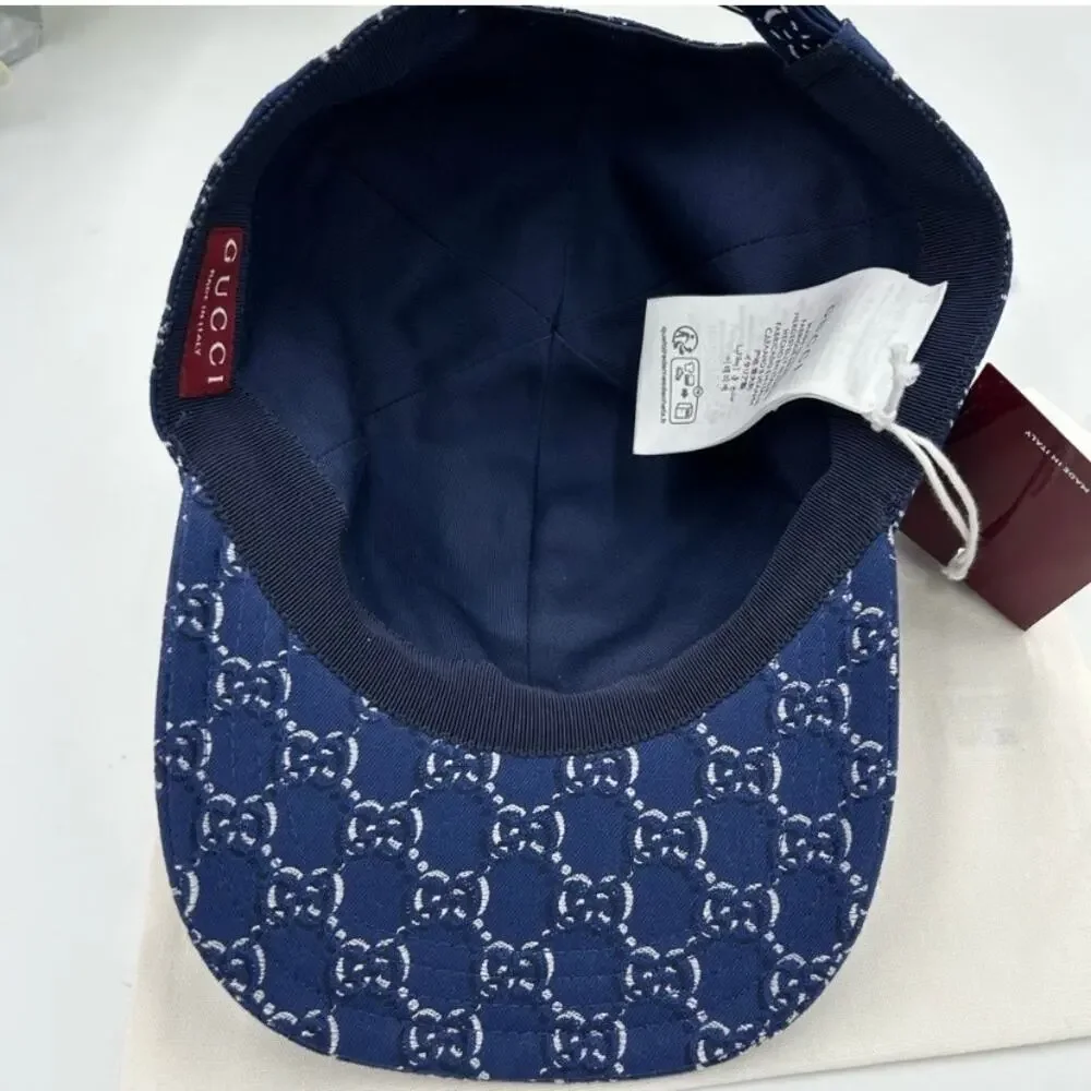 Men's Gucci, blue shadow GG adjustable baseball camp size medium, made in Italy
